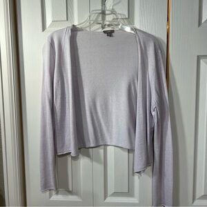J. Jill Open Front Cropped Cardigan  Wm M Lavender Linen Cotton Roll Hem Summer